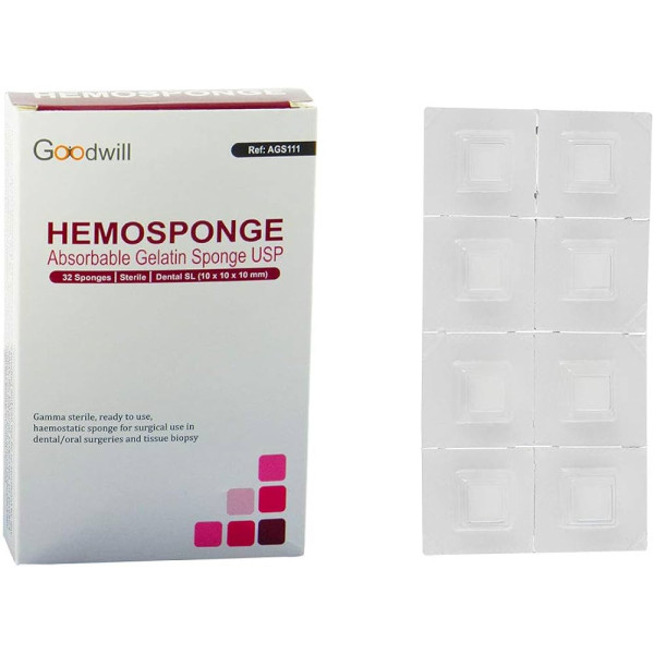 Goodwill Hemosponge 10X10X10 Mm Absorbable Gelatin Sponge 32/Pk